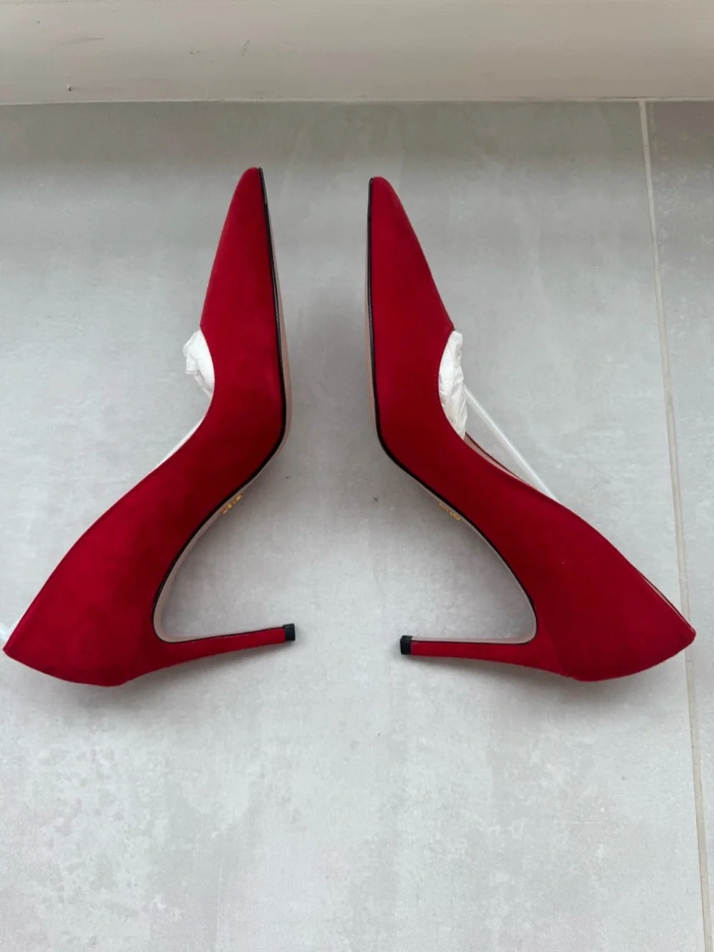 Prada Red Suede Pointed Toe Pumps